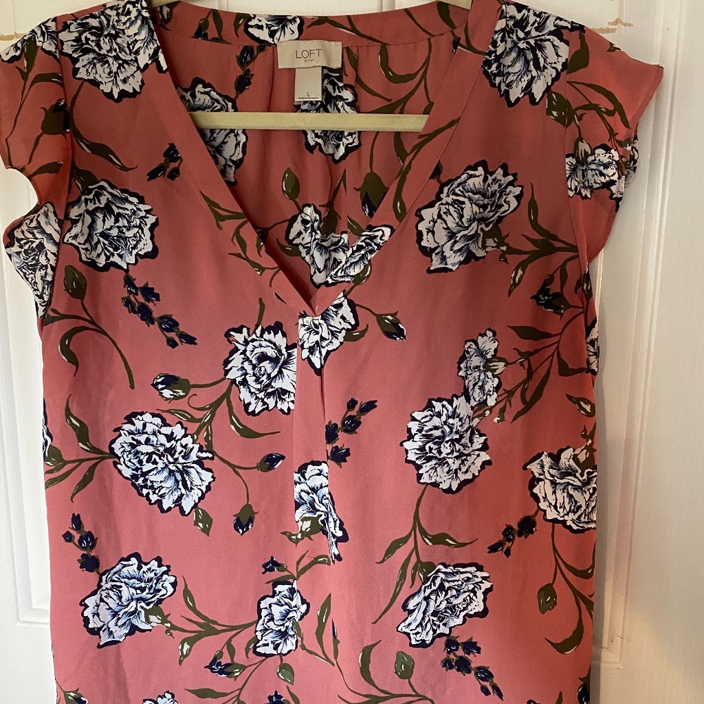 LOFT Dusty Rose Floral Blouse